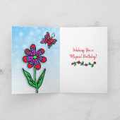 お洒落な民芸の妖精の女の子のハッピーバースデー カード (内部)