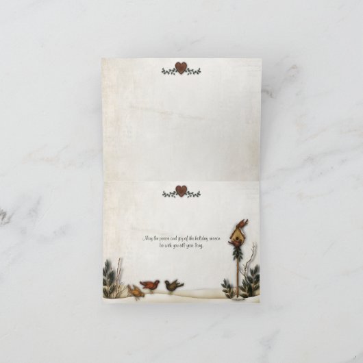 お洒落な民芸の雪だるまのクリスマスの写真カード シーズンカード (内部)