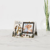 お洒落な民芸の雪だるまのクリスマスの写真カード シーズンカード (正面)