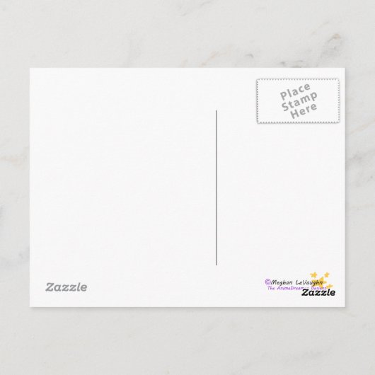 お洒落な水彩画すみれ色ユリの川の郵便はがき ポストカード (裏面)