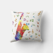 お洒落な水彩画のサクソフォーン クッション (裏面)