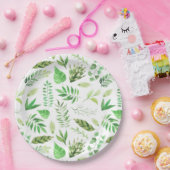 お洒落な水彩画は緑の草木|を去ります ペーパープレート (パーティー)