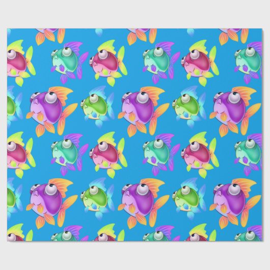 お洒落な漫画の魚の包装紙 ラッピングペーパー (フラット)