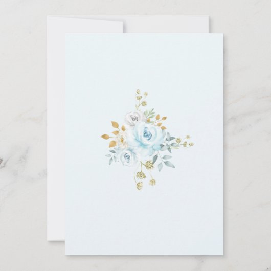 お洒落な熱気の気球の青い花のベビーシャワー サンキューカード (裏面)