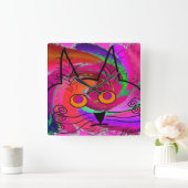 お洒落な猫の芸術の時計 スクエア壁時計 (ホーム)