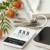 お洒落な猫は個人化なります キーホルダー (正面右)