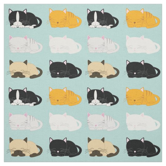 お洒落な猫パターン ファブリック (見本)