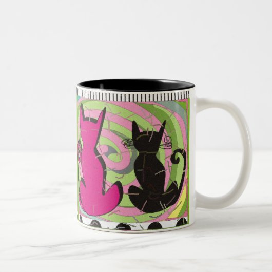 お洒落な猫好きの芸術のギフト"沈痛な思考" ツートーンマグカップ (右)