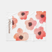 お洒落な珊瑚の水彩画の花は個人化なります フリースブランケット (正面(横))