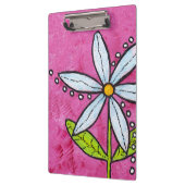 お洒落な白いデイジーの花のピンク クリップボード (左)