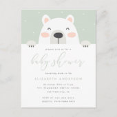 お洒落な白くまの漫画の冬のベビーシャワー インビテーションポストカード (正面)