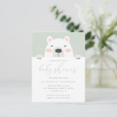 お洒落な白くまの漫画の冬のベビーシャワー インビテーションポストカード (スタンド正面)