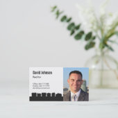 お洒落な白黒の不動産の名刺 名刺 (スタンド正面)