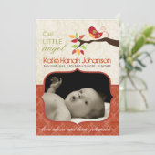 お洒落な秋の誕生の発表の写真カード 案内状 (スタンド正面)