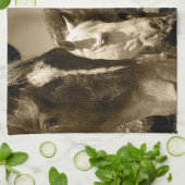 お洒落な種馬の馬の台所タオル キッチンタオル (折り畳み)