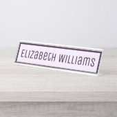 お洒落な紫色の名前をカスタムする デスクネームプレート (正面)