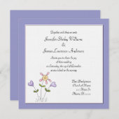お洒落な紫色の花の結婚式招待状 招待状 (正面/裏面)