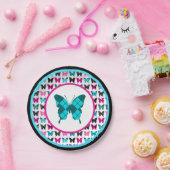 お洒落な翼: アーガイル柄のな青 ペーパープレート (パーティー)