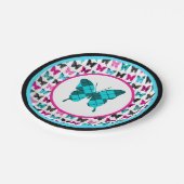 お洒落な翼: アーガイル柄のな青 ペーパープレート (アングル)