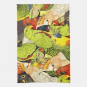 お洒落な自然の緑は鳥パターンをオウム返しします キッチンタオル (縦)