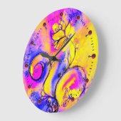 お洒落な花のピンクの黄色の青 ラージ壁時計 (傾斜)