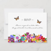お洒落な花の応答カード 出欠カード (正面)