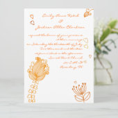 お洒落な花の結婚式招待状-オレンジ 招待状 (スタンド正面)