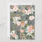 お洒落な花の赤面のピンクの灰色の女の子のベビーシャワー 招待状 (裏面)