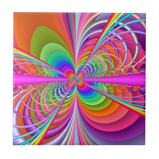 お洒落な蝶フラクタルのセラミックタイル タイル (正面)