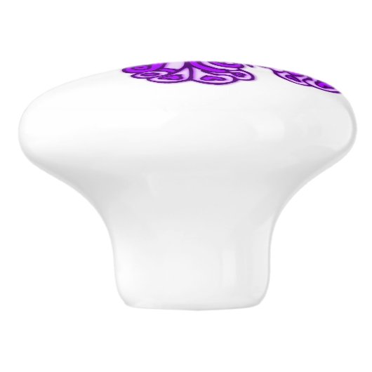 お洒落な蝶紫色のインクをしみ込ませられた芸術のドアノブ セラミックノブ (側面)