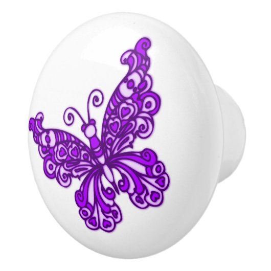 お洒落な蝶紫色のインクをしみ込ませられた芸術のドアノブ セラミックノブ (右)