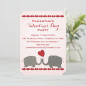 お洒落な象のバレンタインデーのパーティー 招待状 (スタンド正面)