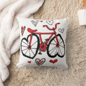 お洒落な赤いハートのバレンタインの自転車 クッション (ブランケット)