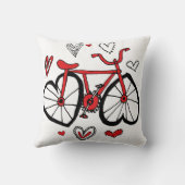 お洒落な赤いハートのバレンタインの自転車 クッション (裏面)