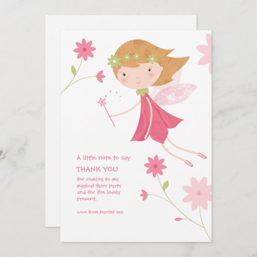お洒落な魔法の妖精の誕生日のサンキューカード サンキューカード (正面/裏面)