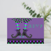 お洒落な魔法使いの足のハローウィンパーティRSVP 出欠カード (スタンド正面)