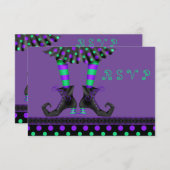 お洒落な魔法使いの足のハローウィンパーティRSVP 出欠カード (正面/裏面)