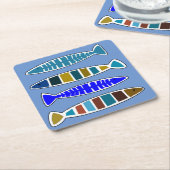 お洒落な魚の沿岸航海のなビーチハウス スクエアペーパーコースター (アングル)