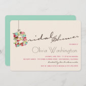 お洒落なBの春の花のブライダルシャワーの招待 招待状 (正面/裏面)