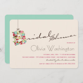 お洒落なBの春の花のブライダルシャワーの招待 招待状