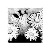 お洒落のまわりにデイジーフローラブルーホワイト ラバースタンプ (インプリント)