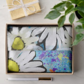 お洒落のまわりにデイジーフローラブルーホワイト 薄葉紙 (ギフト)