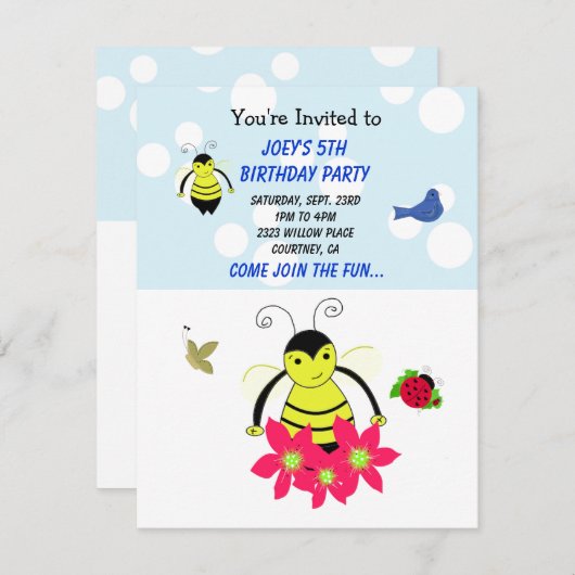 お洒落のまわりに誕生日パーティーの招待 招待状 (正面/裏面)