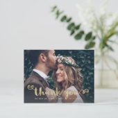 お洒落の写真結婚金ゴールドフェイクスクリプト ポストカード (スタンド正面)