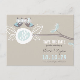 お洒落の結婚Owls Tree Branch日付を保存 案内ポストカード