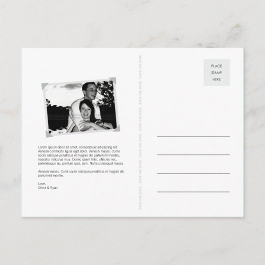 お洒落の結婚Owls Tree Branch日付を保存 案内ポストカード (裏面)