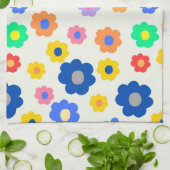 お洒落はっきりしたカラフルフローラレトロ キッチンタオル (折り畳み)