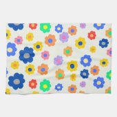 お洒落はっきりしたカラフルフローラレトロ キッチンタオル (横)