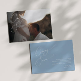 お洒落ほこりっぽい青い妊娠 案内状