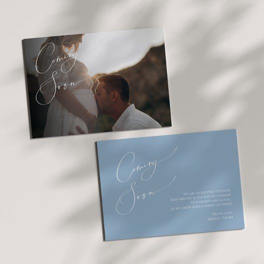 お洒落ほこりっぽい青い妊娠 案内状